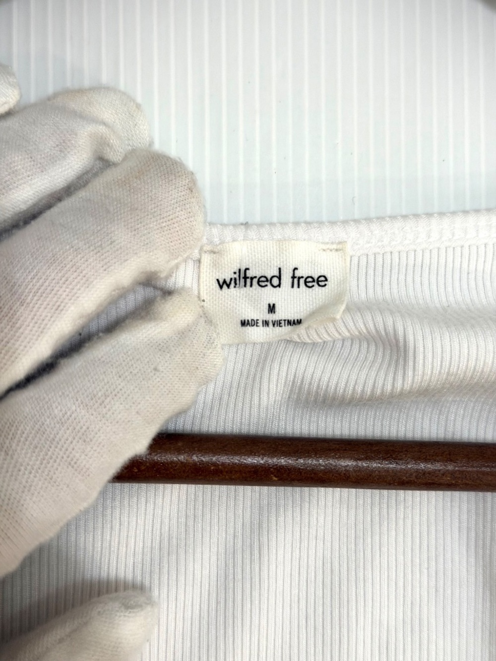 Aritzia Wilfred Free Tie-Front Ribbed Top White Size M - Picture 2 of 11